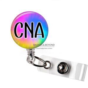 🌈 CNA Nurse Retractable Badge Reel | Tie Dye ID Holder | Colorful Nurse Reel